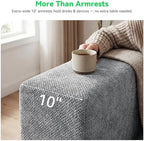 MONVANE U Shaped Sectional Couch Oversized, Chenille, Light Gray | 6-Seat Sectional Couch for Living Room, Modular Cloud Sofa with Ottoman & 6 Throw Pillows, No Assembly Required