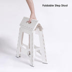 SHIMOYAMA Folding Step Stool 9IN Tall Step Stool for Adults, Collapsible Camping Stool for Indoor and Outdoor Use, Picnic, White
