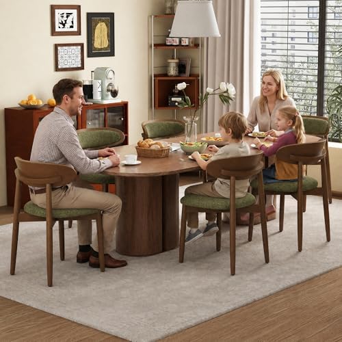 Dining Chairs Set of 6, Upholstered Dining Room Chairs with Solid Wood Legs