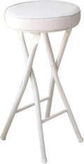 Home Folding Stool, Heavy Duty Folding bar Stool Collapsible Padded Round Stool with 300 Pound Capacity (Color : White, Size : 24in) 1