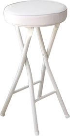 Home Folding Stool, Heavy Duty Folding bar Stool Collapsible Padded Round Stool with 300 Pound Capacity (Color : White, Size : 24in) 1