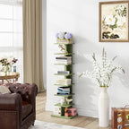 TUTOTAK Book Shelf, Narrow Spine Bookshelf, 8-Tier Bookcase for Small Space