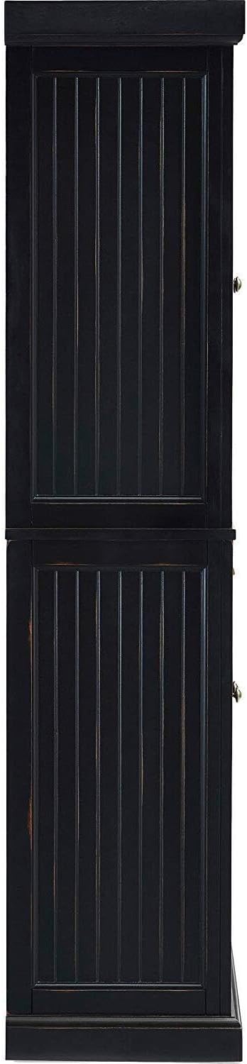 Maykoosh Kitchen Pantry Cabinet - Large Storage, Adjustable Shelves, Distressed Black Finish