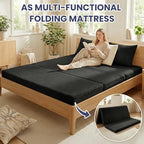 Convertible Sofa Bed, 4-in-1 Loveseat with Removable Armrests Backrest, Corduroy Futon Couch Bed with Pillow, Foldable Mattress Sleeper Sofa for Living Room Bedroom Small Place (Black)