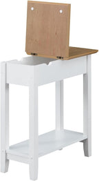HomeStock Cool Flip Top End Table with Charging Station, 23-in x11-In x24-In, Driftwood/White, Hidden Storage, USB & Power Outlets, Stylish & Functional for Any Space