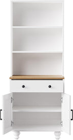 Farmhouse Kitchen Pantry Cabinet, 63'' Tall Storage Cabinet Wood Food Pantry with 2 Drawers & Adjustable Shelves, Kitchen Hutch Bookshelf for Dining Room (White)