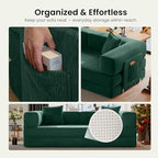 78.8" Convertible Futon Sofa Bed, Couch for Living Room | Corduroy Loveseat Sleeper Sofa, Modular Futon Couch with Storage Pocket, Pull Out Couch No Assembly | Forest Green