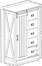 Elountik Farmhouse Modern Tall Dresser with Sliding Barn Door and 5 Drawers, Storage Organizer for Bedroom, Living Room, Hallway, Kids Room in Oak Finish