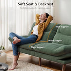 PERLECARE Convertible Futon Sofa Bed, 73" Corduroy Futon Couch with Adjustable Backrest and Armrests, 3-in-1Recliner Sleeper Sofa for Small Spaces, Play Room,Living Room or Office（73in,Green）
