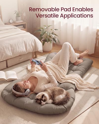 VASAGLE Outdoor Rocking Chair with Extendable Footrest, Removable Cushion | Papasan Chair, Outdoor Furniture, Heavy Duty Rocker, for Porch Patio Garden, Beige, TEOU Collection ULYY062LZ01V1