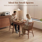 Solid Wood Small Dining Table for 2-6, 23.6"L-47.2"L Expandable Kitchen Table, Designed for Small Spaces, Easy Assembly, Suitable for Kitchen, Dining Room, Living Room, Apartment (Walnut)
