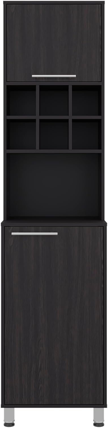 Attica Tall Kitchen Pantry Cabinet, 80.3" High Freestanding Double Door Storage Cabinet with 6 Cubbies and 4 Shelves, Modern Large Kitchen Storage Cabinet for Kitchen and Dining Room, Dark Brown