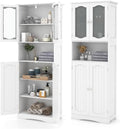 NAFORT Tall Storage Cabinet, Freestanding Cupboard with Adjustable Shelves, Frosted Glass Doors, Anti-Tipping Devices, Multifunctional Floor Cabinet for Bathroom, Dining Room & Living Room (White)