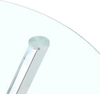 SSLine 45.2" Round Glass Dining Table for 4 Modern Circle Glass Tabletop Kitchen Table for 4 Luxury Dinner Tables with Silver Metal Legs for Home Kitchen Dining Room(Table Only)
