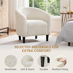 Yaheetech Compact Sherpa Accent Chairs Set of 2 for Small Spaces, Ivory | Compact Cozy Barrel Chairs with a Curved Silhouette, Upholstered Furry Armchair for Small Spaces, Living Room Bedroom Corner