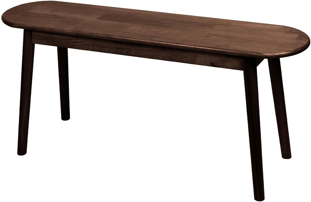 Entryway Bench, Solid Wood Dining Bench, Midcentury End of Bed Bench w/Rounded Corner, Outdoor Bench w/Robust Construction, Bedroom Bench, 10.24" W x 17.72" H（Walnut 39.4inches）