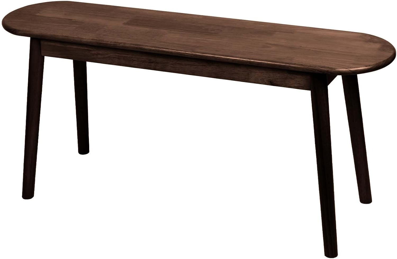 Entryway Bench, Solid Wood Dining Bench, Midcentury End of Bed Bench w/Rounded Corner, Outdoor Bench w/Robust Construction, Bedroom Bench, 10.24" W x 17.72" H（Walnut 39.4inches）
