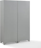Maykoosh Pantry Cabinet Set, 2 Piece Storage Organizer, Distressed Gray, Metal Hardware