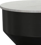 SIMPLIHOME Maxine Side Table - 18 inch Wide Genuine Marble Top Round Accent Table in Black/White, Modern End Table or Metal Table with Black Base for Living Room or Bedroom, Assembled
