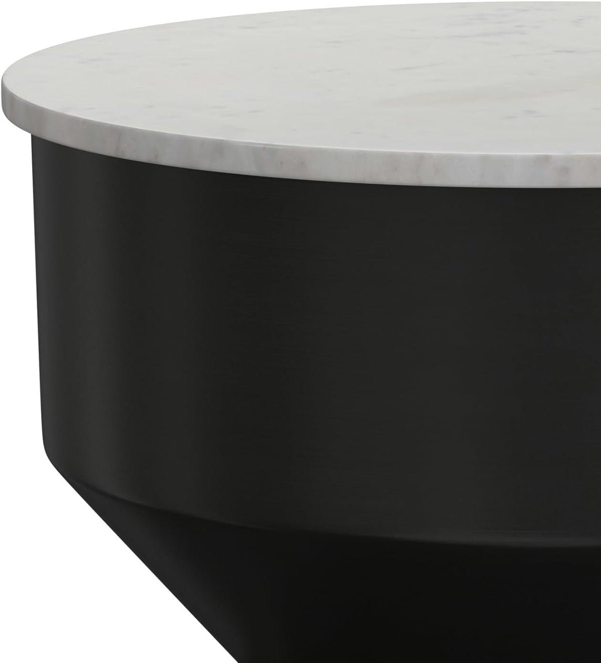 SIMPLIHOME Maxine Side Table - 18 inch Wide Genuine Marble Top Round Accent Table in Black/White, Modern End Table or Metal Table with Black Base for Living Room or Bedroom, Assembled