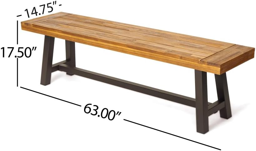Saiveina Outdoor Carlisle Benches, Sandblasted Brown + Rustic Metal (Set of 2)