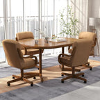 Chromcraft Douglas D9550 Swivel-Tilt Dining Chair - Chestnut - MAJ6-4pc | Casual Dining Chair Caster Ultra Comfortable Fabric Kitchen Chair with Rolling Wheels for Home Kitchen