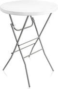 Byliable 32in Cocktail Folding Table, Round High Top Bar Table, White | Portable Foldable Design with Removable Legs, Two Folding Methods, HDPE Tabletop, Indoor Outdoor for Parties, Patio, Events