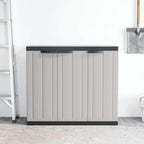 Locking Outdoor Storage Cabinet with Shelves Adjustable Shelf Modern Outdoor Storage Cabinet for Balcony Gray Black Polypropylene Medium