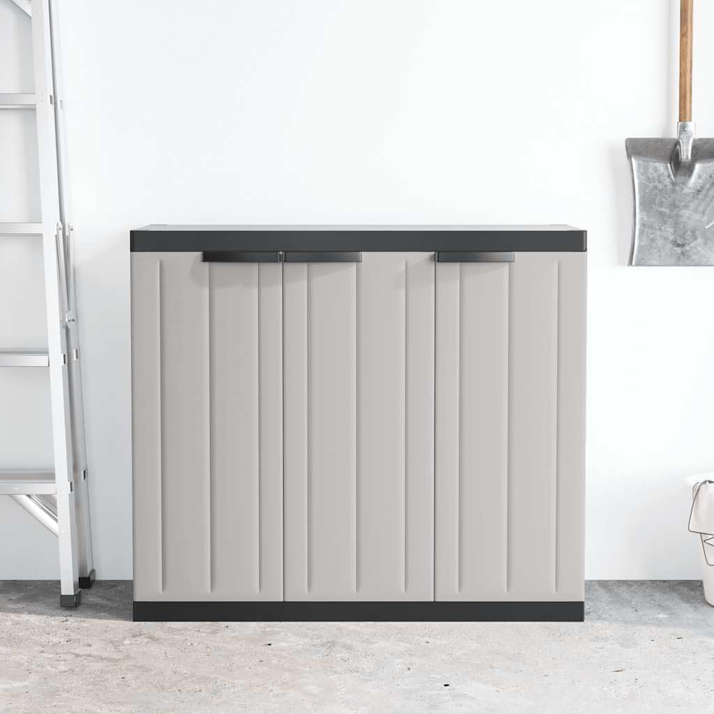 Locking Outdoor Storage Cabinet with Shelves Adjustable Shelf Modern Outdoor Storage Cabinet for Balcony Gray Black Polypropylene Medium