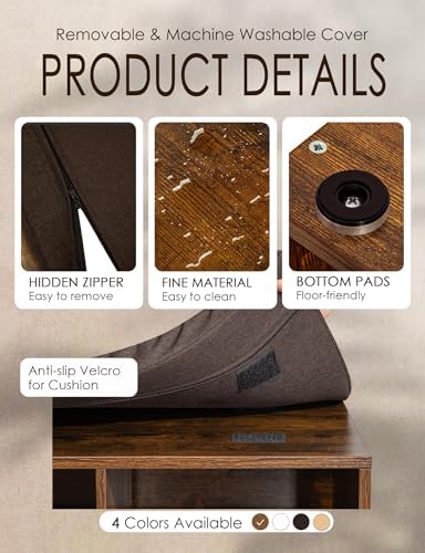 DINZI LVJ Shoe Storage Bench with Cushion, 15-Cubby Shoe Rack with Seat | 50.8"L Entryway Shoe Organizer Bench, Adjustable Shelves for Boots, Removable Washable Cushion, Closet/Hallway, Rustic Brown