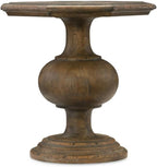 BOWERY HILL Traditional Formal Wood End Table, Saddle Brown Finish, Hardwood and Poplar Solids, 26.5 in H x 25 in W x 25 in D, Pedestal Base, Living Room Console Table