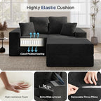 Cloud Modular Sectional Sofa, Comfy Couch for Living Room, Modern L-Shaped Couch with Reversible Chaise, Customizable Sleeper Sofa with Non Slip, No Assembly & Deep Seat, Black
