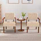 FAGAGA Accent Chairs Set of 2, 2 Solid Wood Armchairs with Side Table | Living Room Chairs with Soft Thicken Cushion, Comfy Reading Chair for Bedroom, Waiting Room, Home Office, Easy Assembly