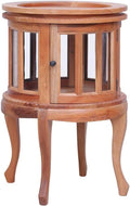Solid Mahogany Wood Vitrine Cabinet with Glass Display 19.7x19.7x29.9 Inches for Living Room Bedroom and Entryway