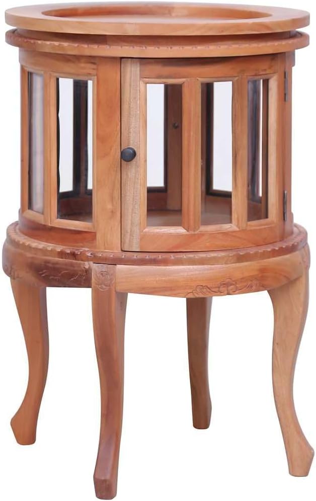 Solid Mahogany Wood Vitrine Cabinet with Glass Display 19.7x19.7x29.9 Inches for Living Room Bedroom and Entryway