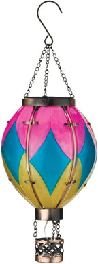 Regal Art & Gift Hot Air Balloon Solar Lantern – Hanging Solar-Powered LED Lights, Waterproof Portable Decorative Outdoor Lamp Made of Metal & Glass for Garden, Patios & Pathway – Diamond (Small)