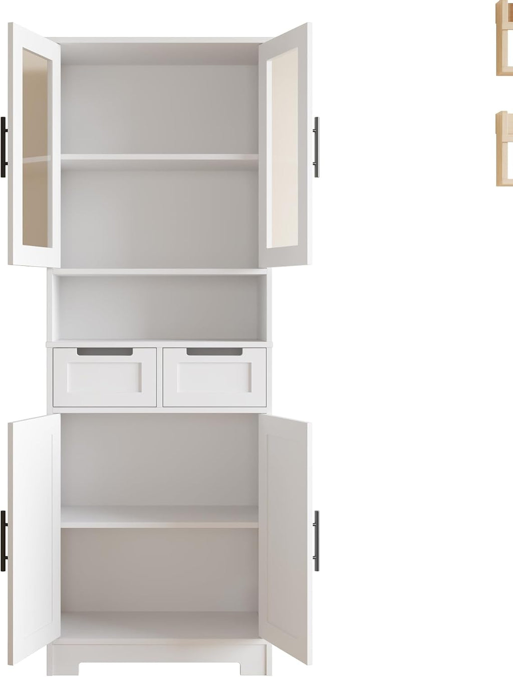 LEADZM Kitchen Cabinet Tall Cabinet with 4 Doors Buffet Cabinet for Kitchen Living Room Dining Room (4 Doors)