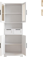 LEADZM Kitchen Cabinet Tall Cabinet with 4 Doors Buffet Cabinet for Kitchen Living Room Dining Room (4 Doors)