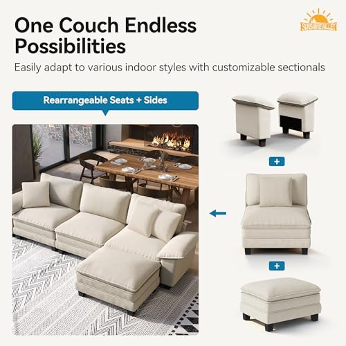 SUNSHINE VALLEY Oversized 123.6" L Shaped Sectional Couch for Living Room