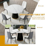 Round Dining Table Set for 4, Modern 45'' Small Dining Table for Kitchen, Space Saving, Easy Assembly