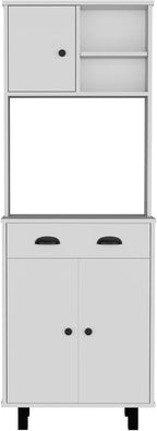 Salem Kitchen Pantry with 2 Cabinets, 2 Open Shelves, and Drawer