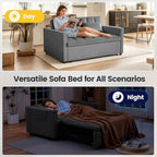 Sleeper Sofa Bed with Adjustable Backrest & Side Pockets, Gray | Adjustable Backrest & Side Pockets,Pull Out Sofa,Comfortable Fabric
