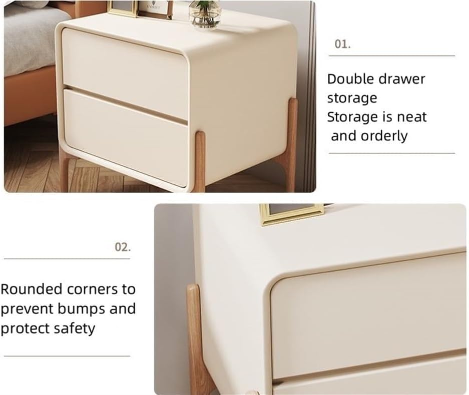 Modern Two-Drawer Bedside Table Free Installation Boudoir Storage Cabinet Stylish and Practical Bedside Storage All Occasion(Brown,40 cm)