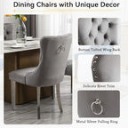 7 Piece Dining Table Set with Chairs, Faux Marble Dining Table and Gray Chair Set for 6, White Silver Dining Room Table Set with X-Shape Stainless Steel Base, Morden Kitchen Table and Chairs for 6