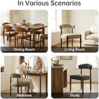 VKNOW Wooden Dining Chairs Set of 6 with Walnut Wood Legs and Curved Back | Mid Century Modern Upholstered Dining Room Chairs with Faux Mohair Fabric, Kitchen Chairs for Farmhouse, Dining Room, Green