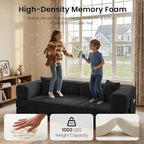 78.8" Convertible Futon Sofa Bed, Couch for Living Room | Corduroy Loveseat Sleeper Sofa, Modular Futon Couch with Storage Pocket, Pull Out Couch No Assembly | Black