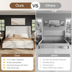 HOWE Queen Size Bed Frame with 50.8 Inch Corduroy Wingback Headboard, Cream