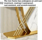 Zfmnoyev Entryway Table Console Hallway Table | Living Room Sofa Table with Rock Top and Metal Base, Modern Narrow Accent Table(Gold-A,100x30x80cm)