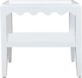 Carolina Chair & Table Rectangular Side Table, Mango Wood, Decorative Scallop Edge, 17L x 28W x 28H inches (White)