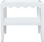 Carolina Chair & Table Rectangular Side Table, Mango Wood, Decorative Scallop Edge, 17L x 28W x 28H inches (White)